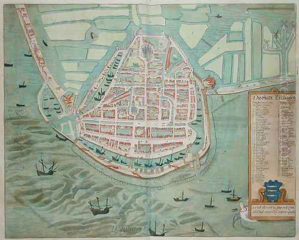 Plan of Enchunsen from Civitates Orbis Terrarum - view 1