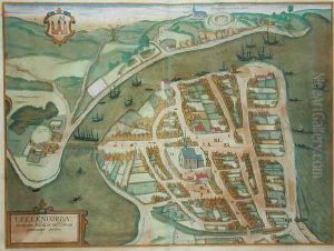 Map of Ekelenforde from Civitates Orbis Terrarum by Joris Hoefnagel