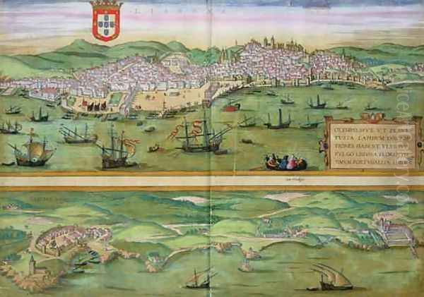 Map of Lisbon and Cascais from Civitates Orbis Terraru - view 1