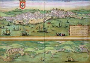 Map of Lisbon and Cascais from Civitates Orbis Terraru