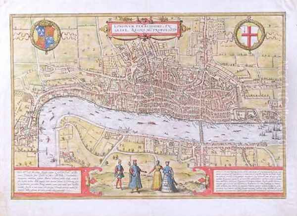 Map of London from Civitates Orbis Terrarum - view 1