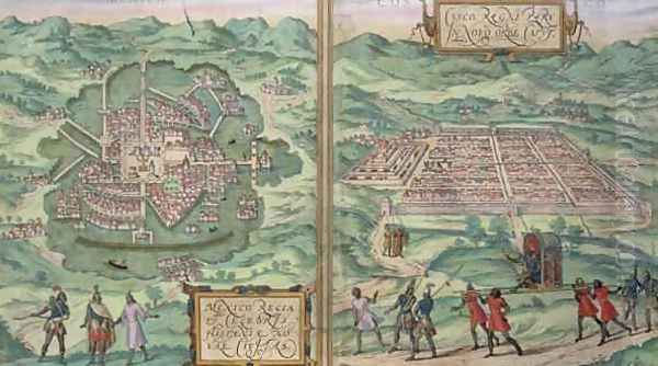 Map of Mexico and Cuzco from Civitates Orbis Terrarum - view 1