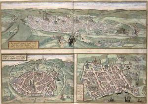 Town Plans of Rouen Nimes and Bordeaux from Civitates Orbis Terrarum