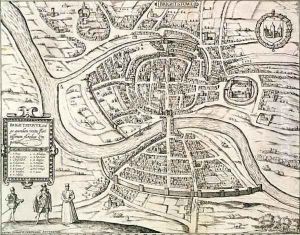Map of Bristol from Civitates Orbis Terrarum by Joris Hoefnagel