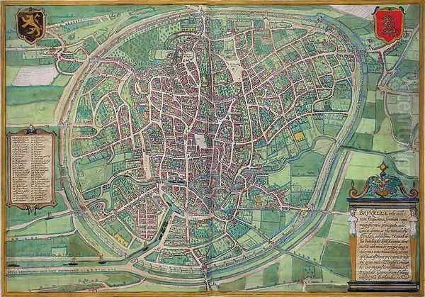 Town Plan of Brussels from Civitates Orbis Terrarum - view 1