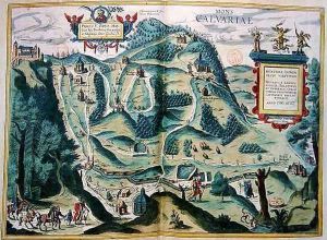 View of the Zebrzydowski Calvary from Civitates Orbis Terrarum by Joris Hoefnagel