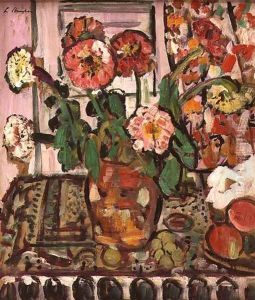 A Still Life of Fruit and Flowers by George Leslie Hunter