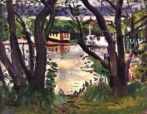 House Boats Loch Lomond by George Leslie Hunter