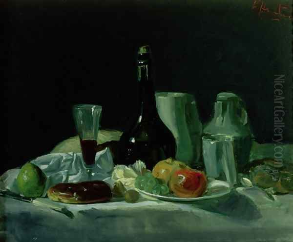 Still Life Bottle and Fruit - view 1