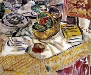 Still Life with a Basket of Vegetables by George Leslie Hunter
