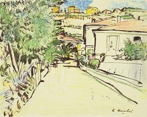 Street in Villefranche 2 by George Leslie Hunter
