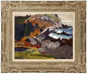 Crashing Waves In A Rocky Coastal View