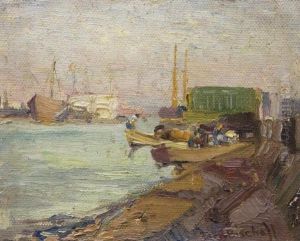 San Pedro Wharf by Franz Bischoff