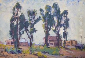 Houses In A Landscape by Franz Bischoff