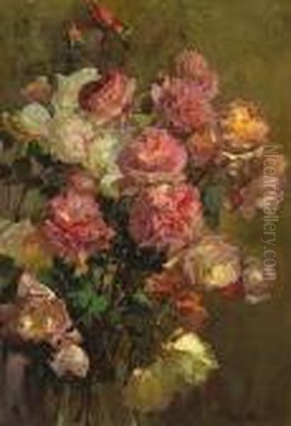 A Glass Vase Full Of Roses - view 1