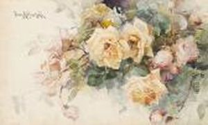 Yellow And Pink Roses by Franz Bischoff