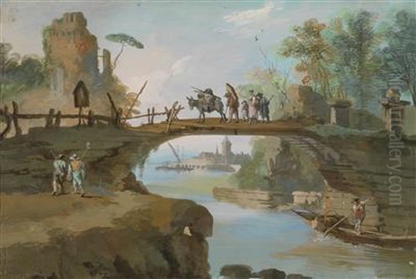 A Landscape With Figures And A Bridge - view 1
