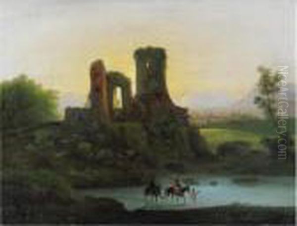 Paesaggio Fluviale Con Rovine E Figure - view 1