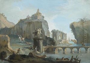 Paysage Anime De Ruines Et De Differents Personnages