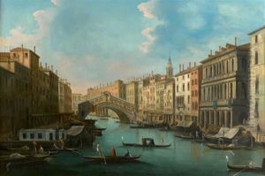 Vue Du Grand Canal Avec Le Pont Du Rialto by Giuseppe Bernardino Bison