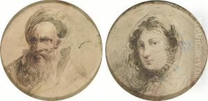 Head Of A Bearded Man Wearing A Turban; And Head Of A Youngwoman
