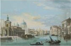 Venice, A View Of The Entrance To The Grand Canal With The Puntadella Dogana by Giuseppe Bernardino Bison