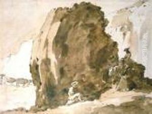 Paysage Au Gros Rocher, Personnages by Giuseppe Bernardino Bison