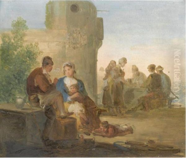 A Landscape With Peasants Resting Outside A Tavern - view 1