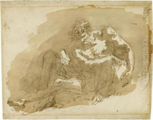Seated Male Figure Wearing A Garland Of Grapes And Holding A Barrel
