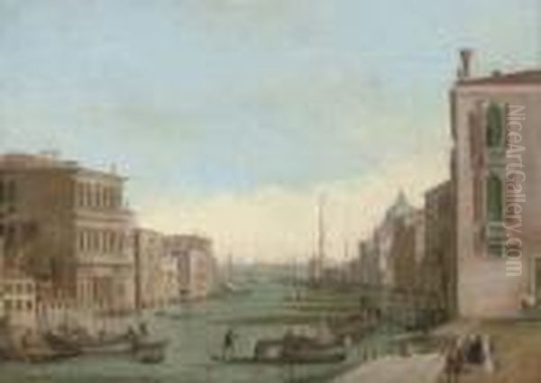 The Grand Canal, Venice, Looking
East From The Campo Di San Vio, With The Palazzo Corner, Barges And
Gondolas, The Dome Of Santa Maria Della Salute, The Dogana, And The Riva
Degli Schiavoni With The Bucintoro Beyond - view 1