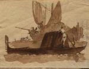 Gondola E Barche In Laguna by Giuseppe Bernardino Bison