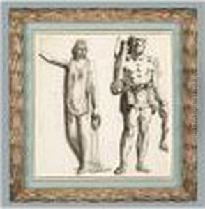 Etudes De Deux Figures Antiques 
[, Study Of Two Antique Figures, Pen And Black Ink, Grey Wash ] by Giuseppe Bernardino Bison