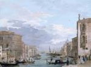 The Grand Canal, Venice, Looking East From The Campo Di San Vio, With The Palazzo Corner by Giuseppe Bernardino Bison