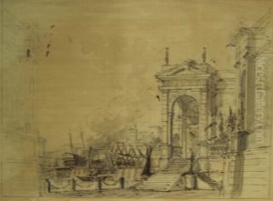 View Of The Ripetta, The River Port Of Rome by Giuseppe Bernardino Bison