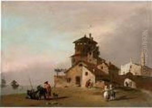 Veduta Di Citta Con Chiesa Ed
Edificio Turrito, Con Figure E Imbarcazioni Fuori Dalle Mura Veduta Di Citta Con Chiesa Ed
Edificio Turrito, Con Figure E Imbarcazioni Fuori Dalle Mura