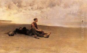 Daydreaming On The Beach by August Wilhelm Nikolaus Hagborg