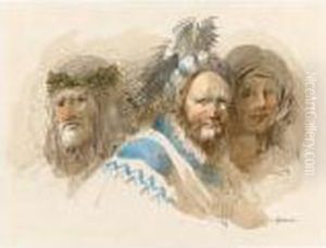 Three Oriental Heads by Giuseppe Bernardino Bison