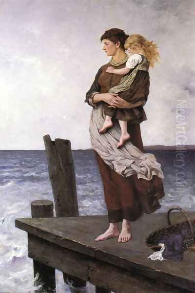 Waiting by August Wilhelm Nikolaus Hagborg