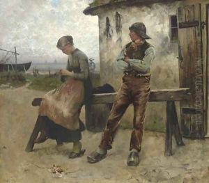 The Shy Suitor by August Wilhelm Nikolaus Hagborg