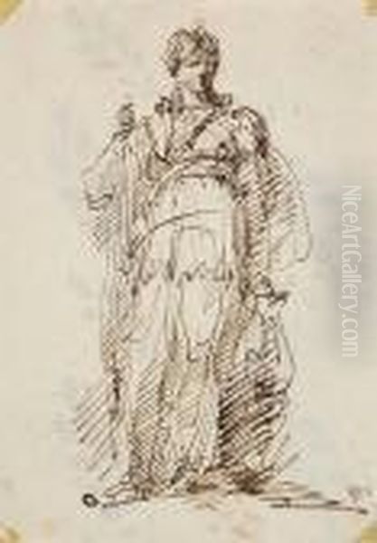 A Standing Woman In Classical Dress - view 1