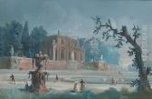 Elegant Figures Strolling In Parkland