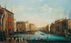 Venice, A View Of The Grand Canal With A Regatta by Giuseppe Bernardino Bison
