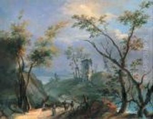 Paesaggio Lacustre Con Viandanti