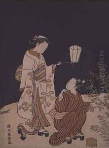 Collecting insects by lamplight by Suzuki Harunobu