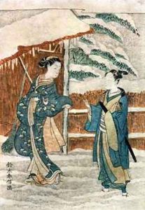 Two Ladies by a pond by Suzuki Harunobu