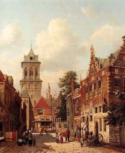 A Busy Street In A Town