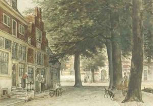 Daily activities on the quay in Hoorn by Willem De Haas Hemken