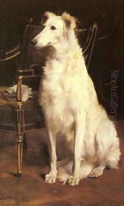 A Borzo by a Chair by St. George Hare