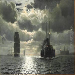 Moonlight In Oresund Near Kronborg