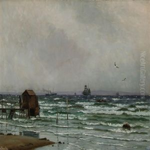 Overcast Day At A Danish Coast by Christian Vigilius Blache